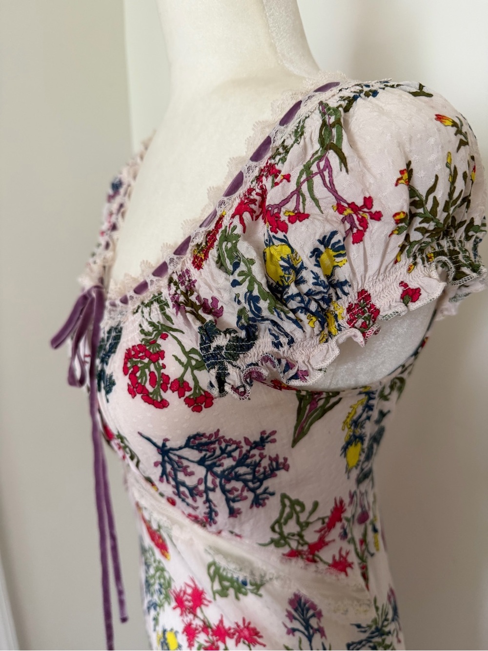 Anthropologie White Floral Tie-Front Maxi Dress - Picture 3 of 8